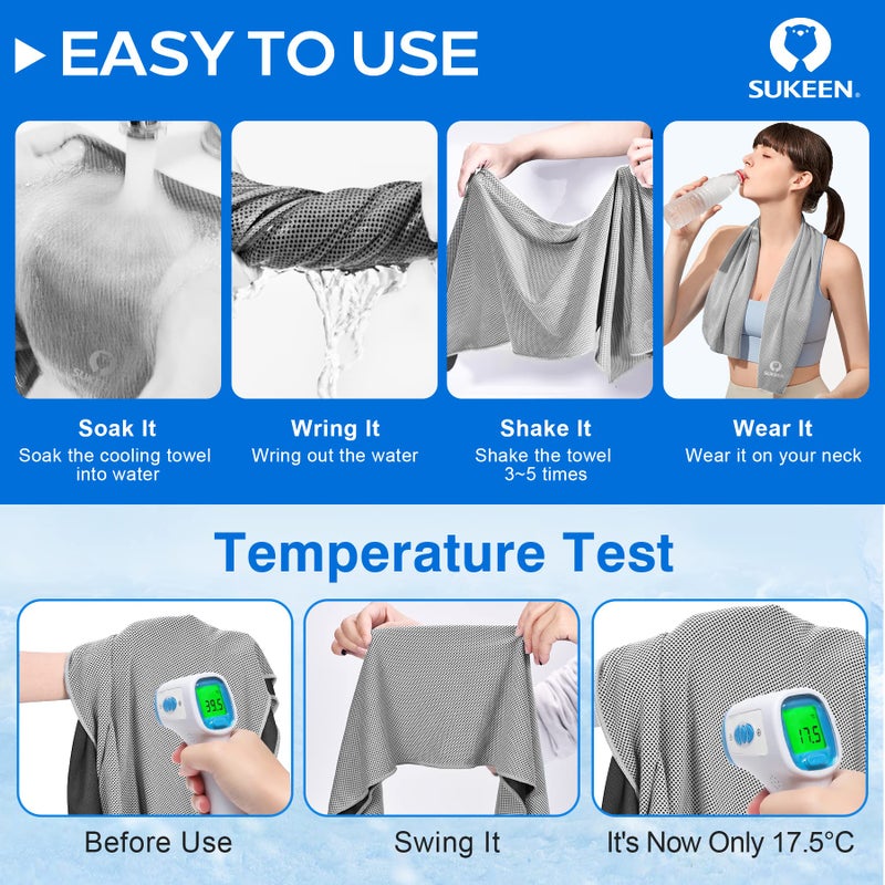 Sukeen Cooling Towel,Instant Evaporative Cooling for Sports,Yoga,Golf,Gym,Neck,Workout and More(40â€x 12â€) - Image 2